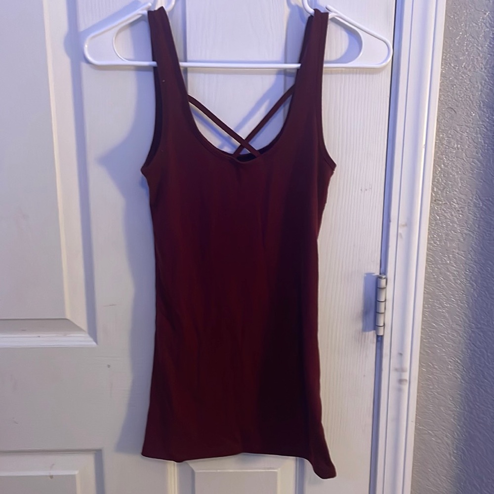 Maroon Criss Cross Tank-Top